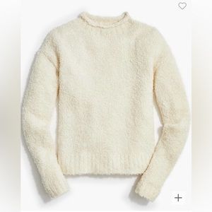 J Crew Factory Boucle Mockneck Sweater L Natural